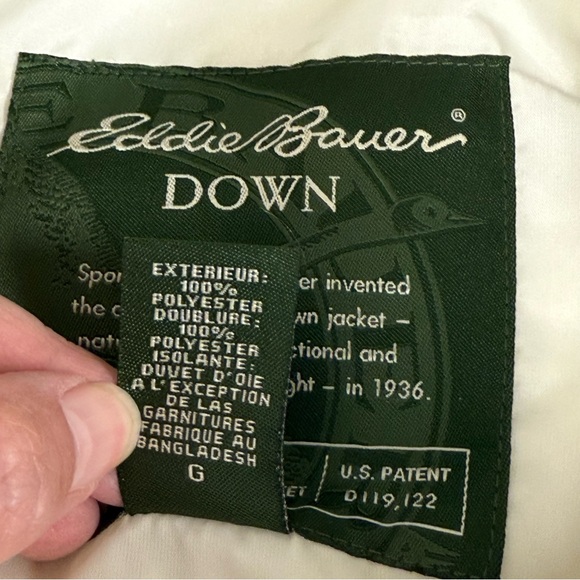 Eddie Bauer White Down Puffer Vest L Faux Fur Collar Winter Warm Outerwear - Picture 10 of 12